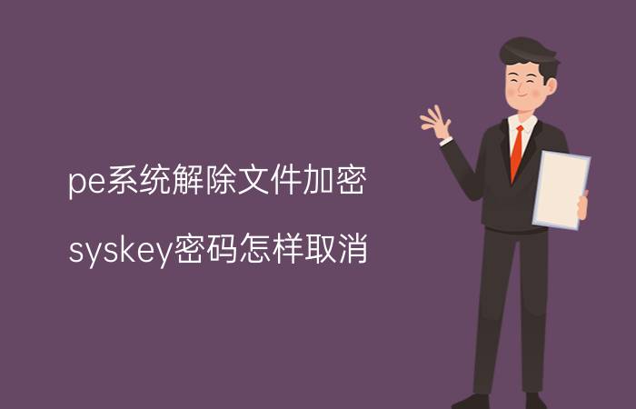 pe系统解除文件加密 syskey密码怎样取消？